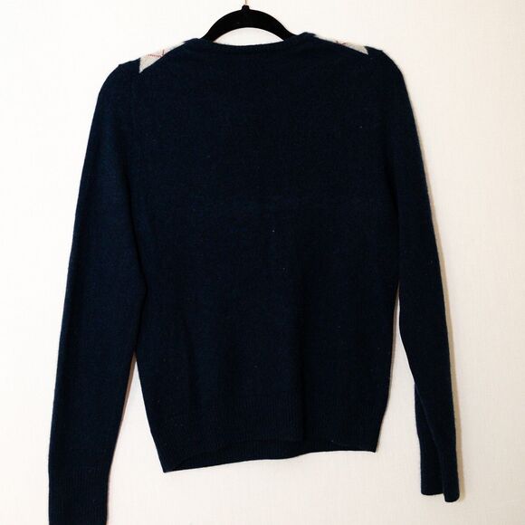 Avellini 100% Cashmere men's blue argyle sweater L eclectic grandpa preppy bloke - Picture 3 of 6